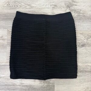 Icon Apparel Womens Black‎ Textured Rippled Bodycon Mini Skirt Stretch One Size
